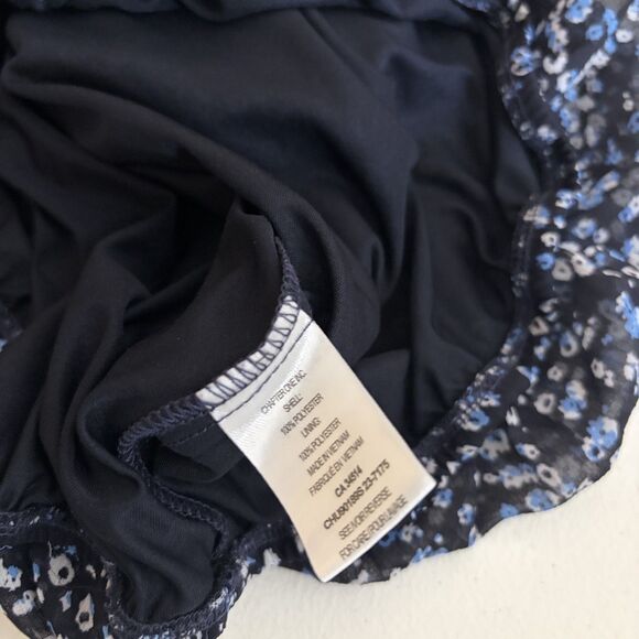 Tamara H Blouse Women's Small Floral V-Neck 3/4 Sleeve Lined Tie Sheer Top - Picture 7 of 8